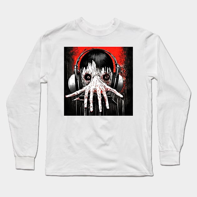 Feel the Music Spooky Art Long Sleeve T-Shirt by DarkWave